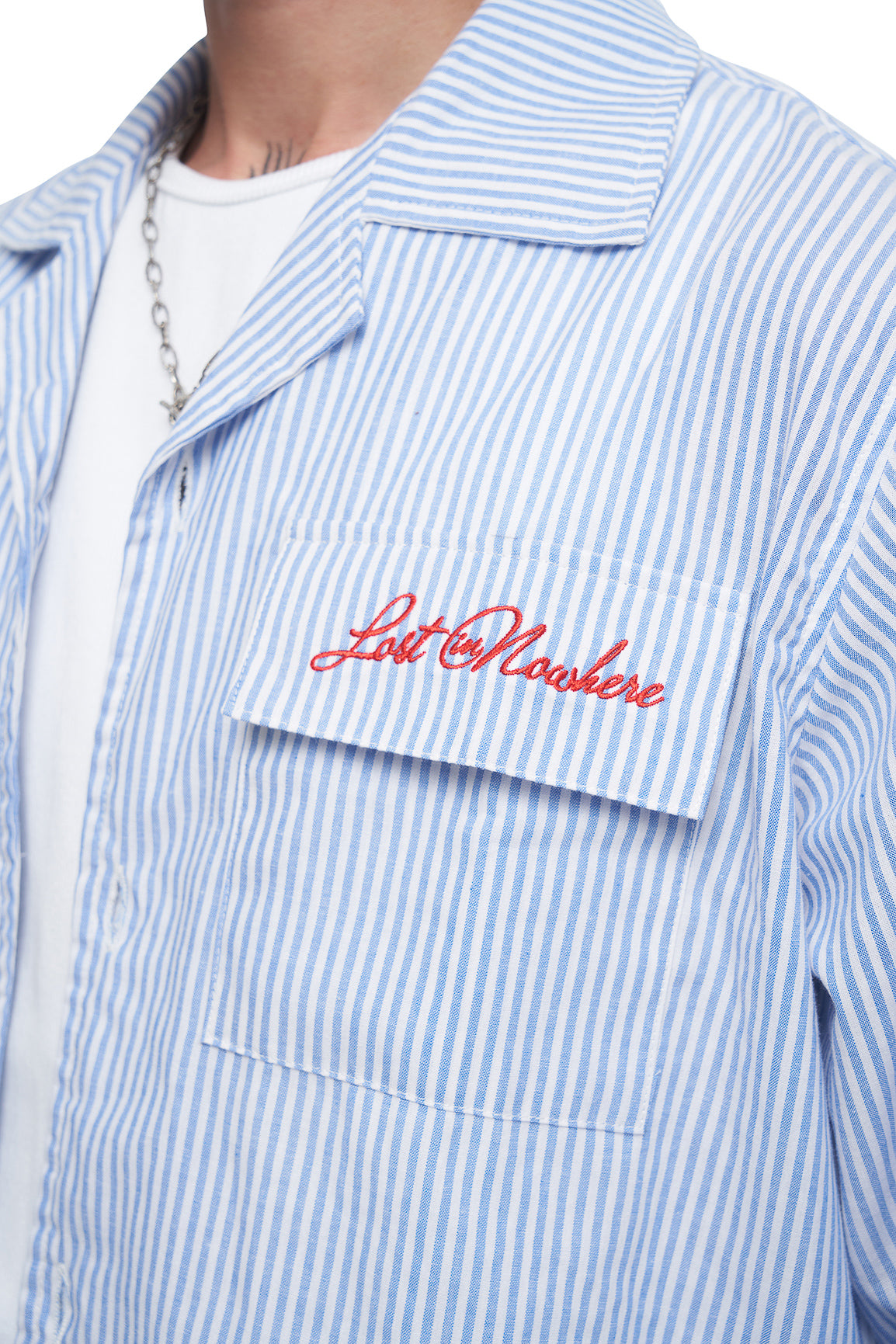 STRIPED CROPPED SHIRT[BLUE] | 1LDK ONLINE STORE