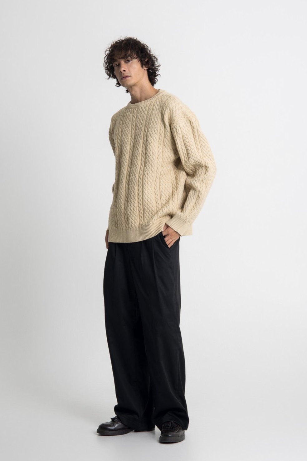 Cable Knit Sweater - Beige – LINW Cable Knit Sweater - Beige – LINW