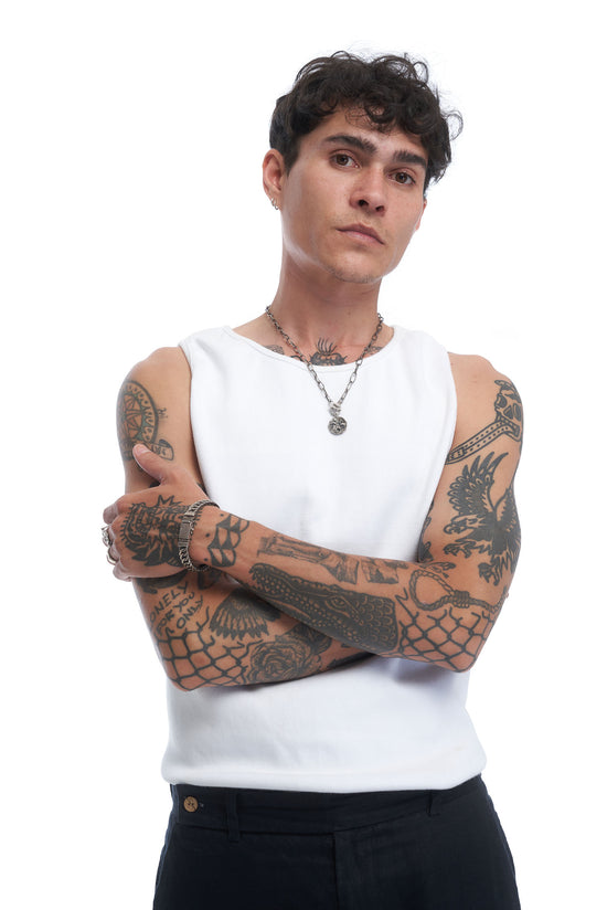 Essential Ribbed Singlet - White