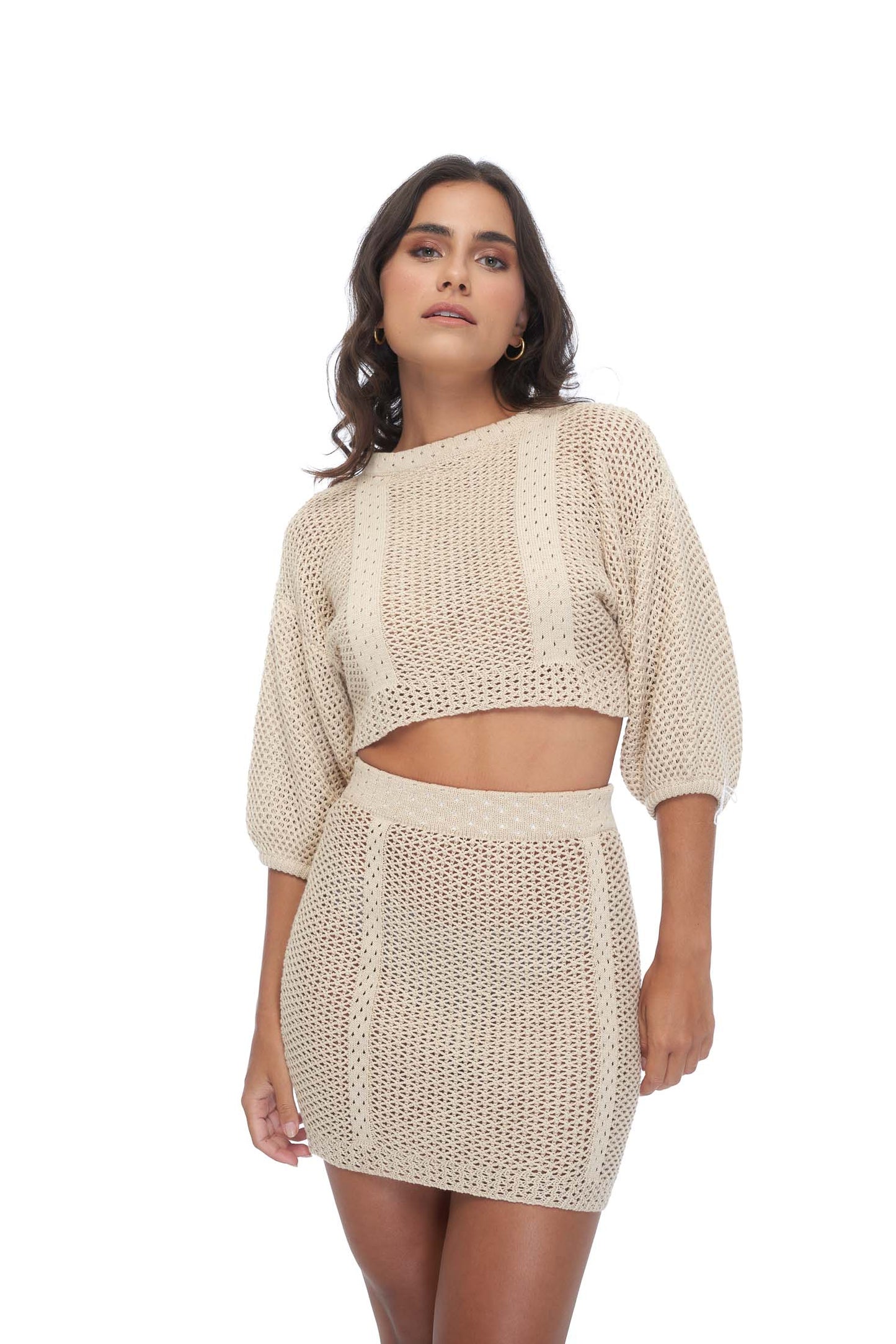 Load image into Gallery viewer, Yuka Knit Skirt- Beige
