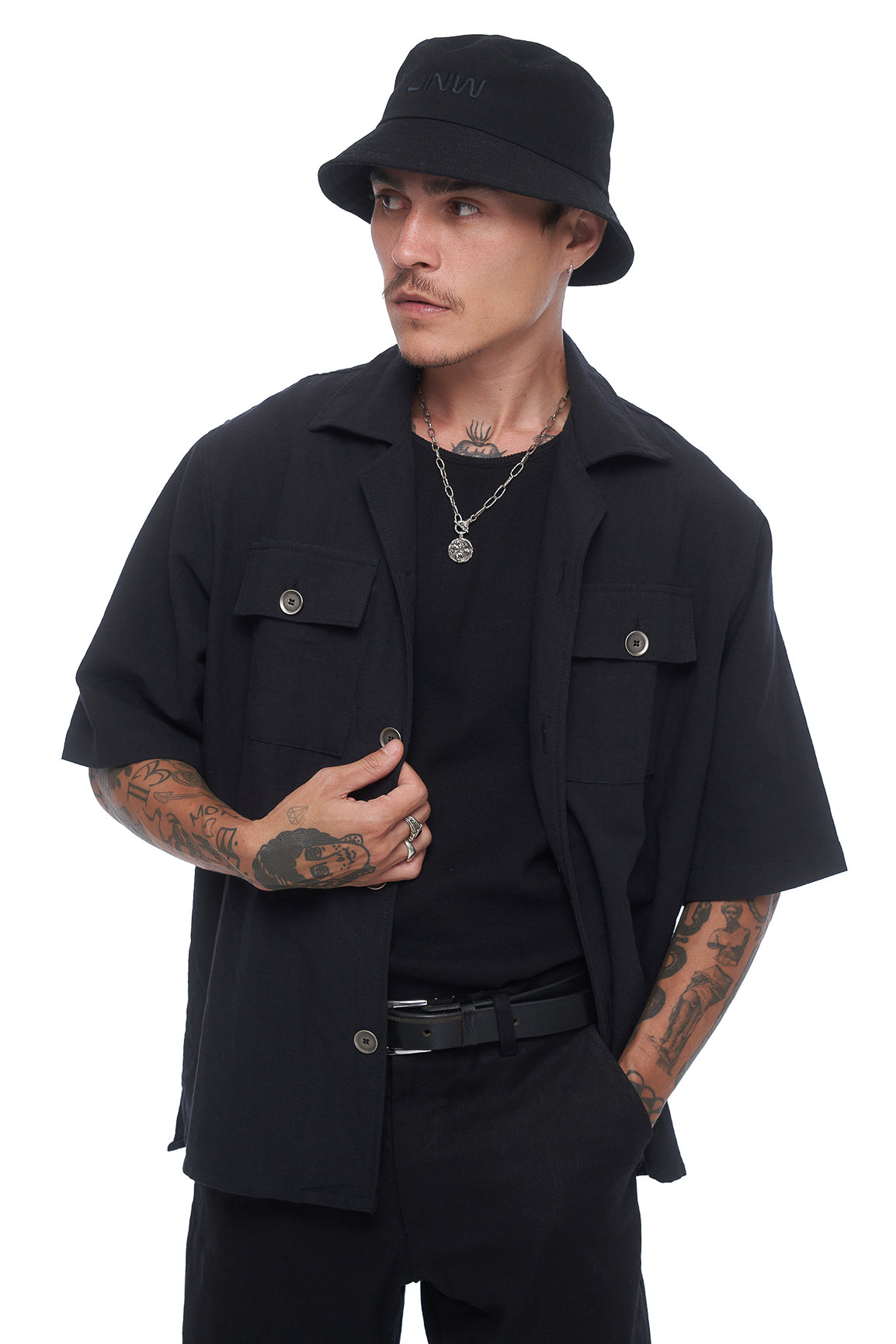 Lost In Nowhere Button Up Cropped UT Shirt - Black Cropped UT Shirt - Black