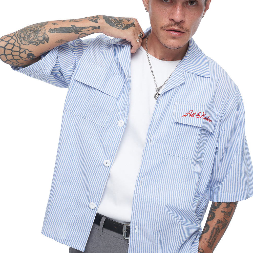 Cropped Work Shirt- Stripe – LINW Cropped Work Shirt- Stripe – LINW