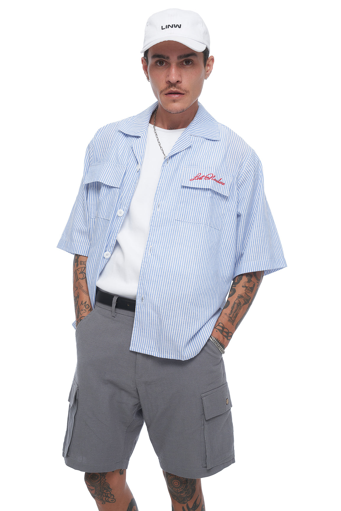 Cropped Work Shirt- Stripe – LINW