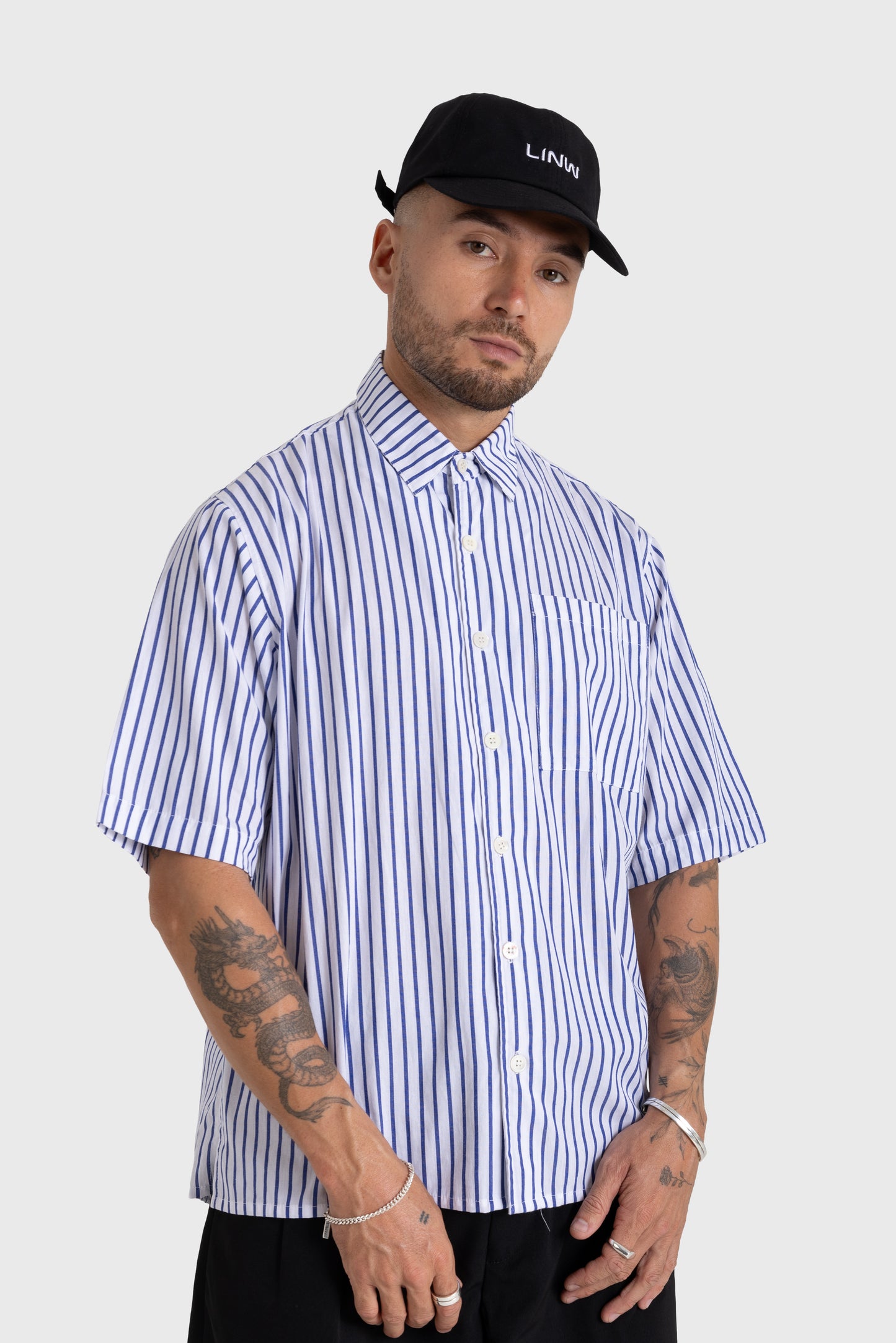Lost In Nowhere Button Up Easton Shirt - Navy Stripe Easton Shirt - Navy Stripe