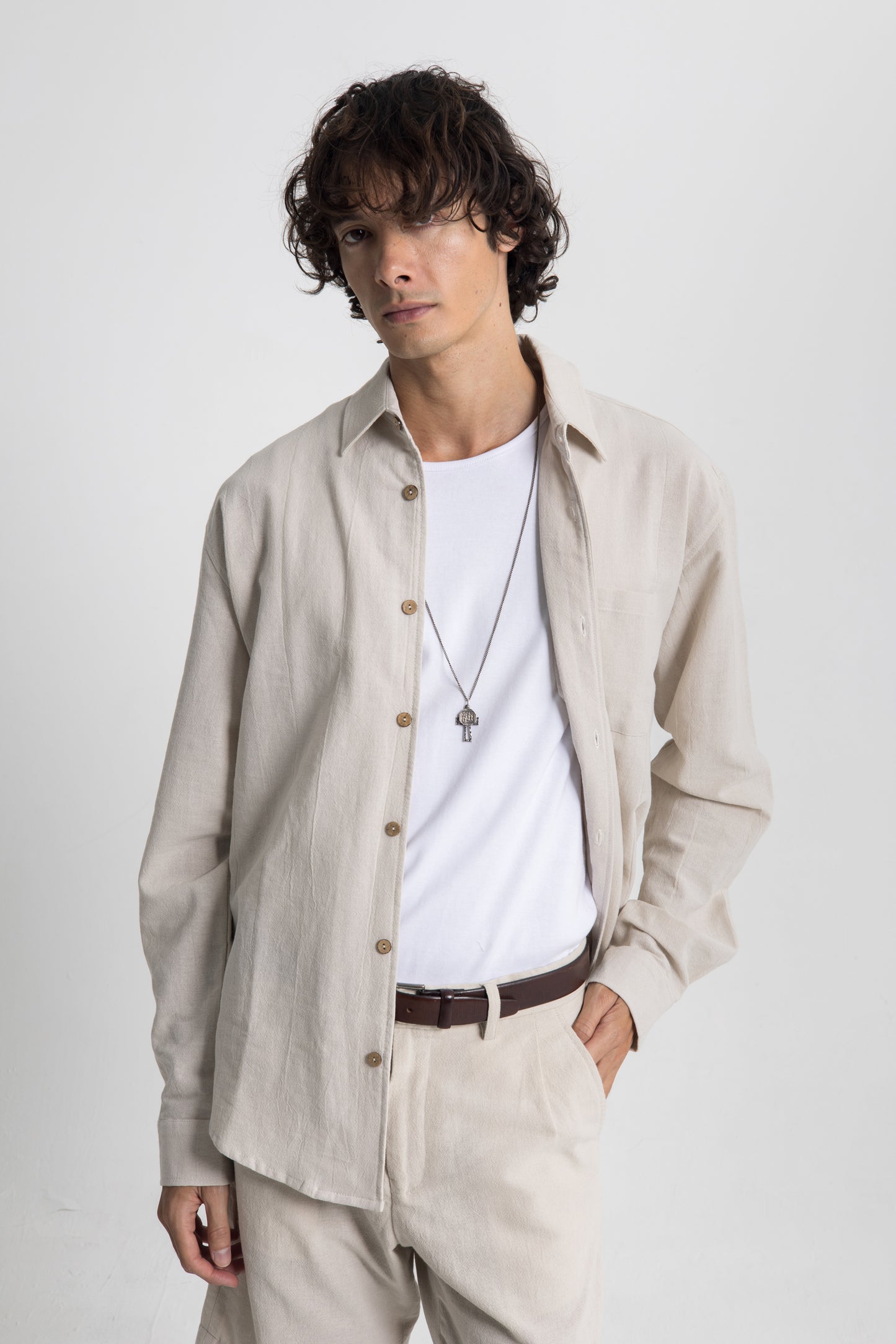 Lost In Nowhere Button Up / Linen Seaside Linen -  Beige LS Seaside Linen -  Beige LS