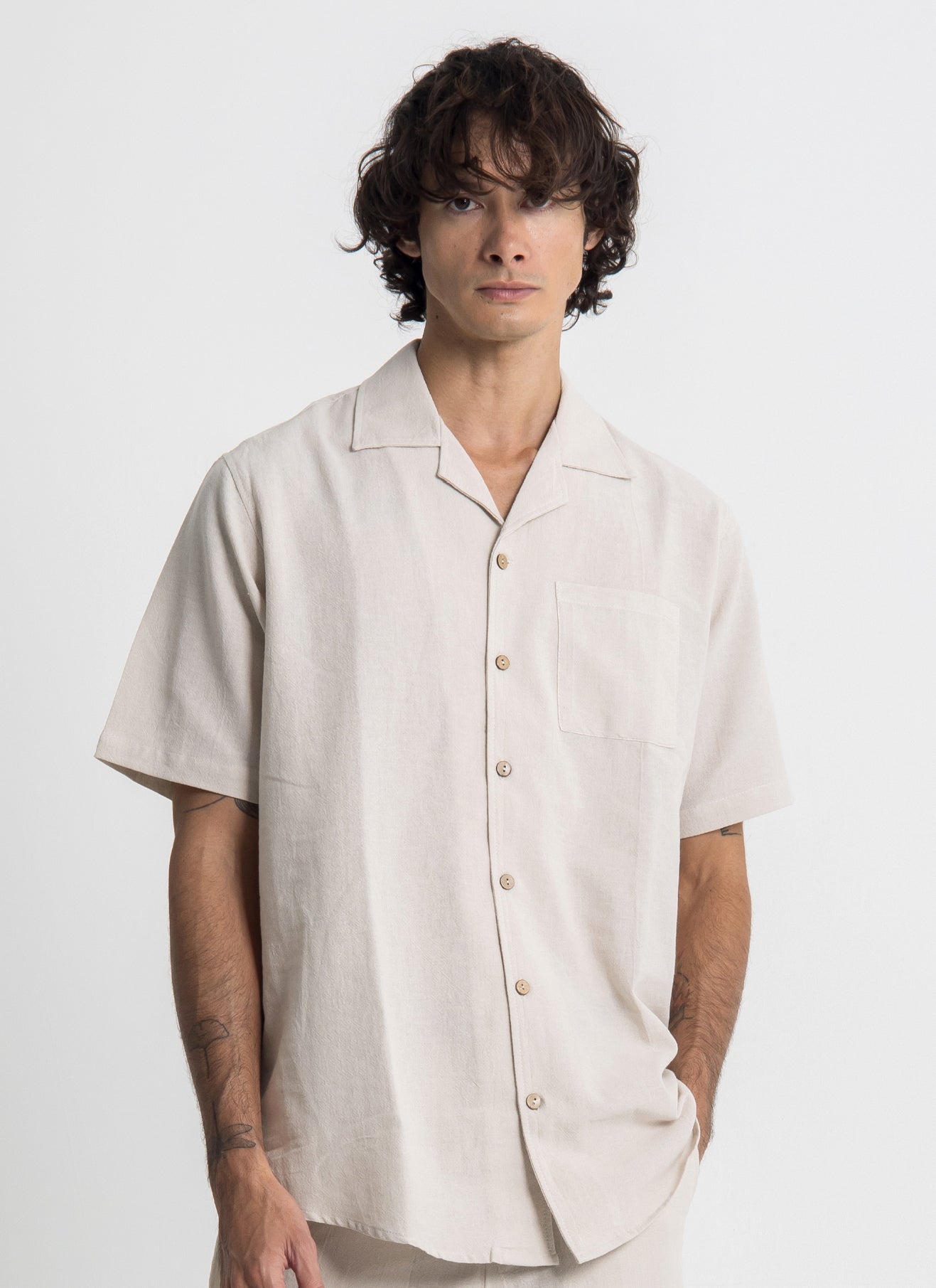 Lost In Nowhere Button Up / Linen Seaside Linen -  Beige SS Seaside Linen -  Beige SS