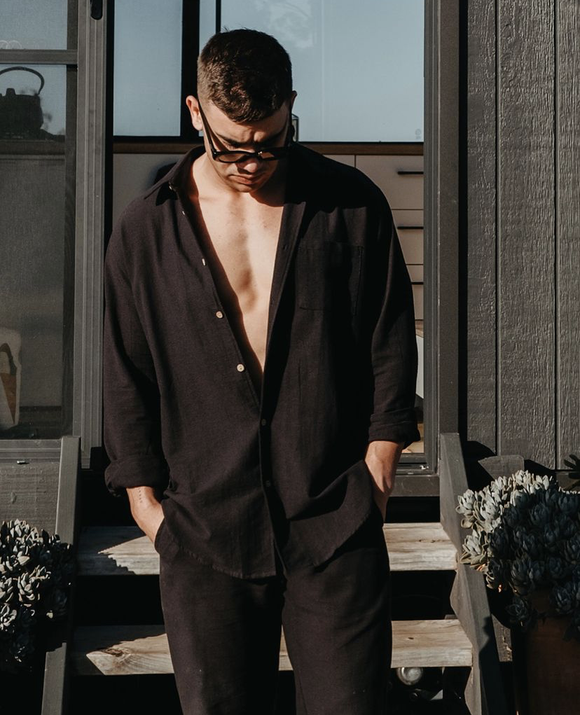 Lost In Nowhere Button Up / Linen Seaside Linen - Black Sand LS Seaside Linen - Black Sand LS