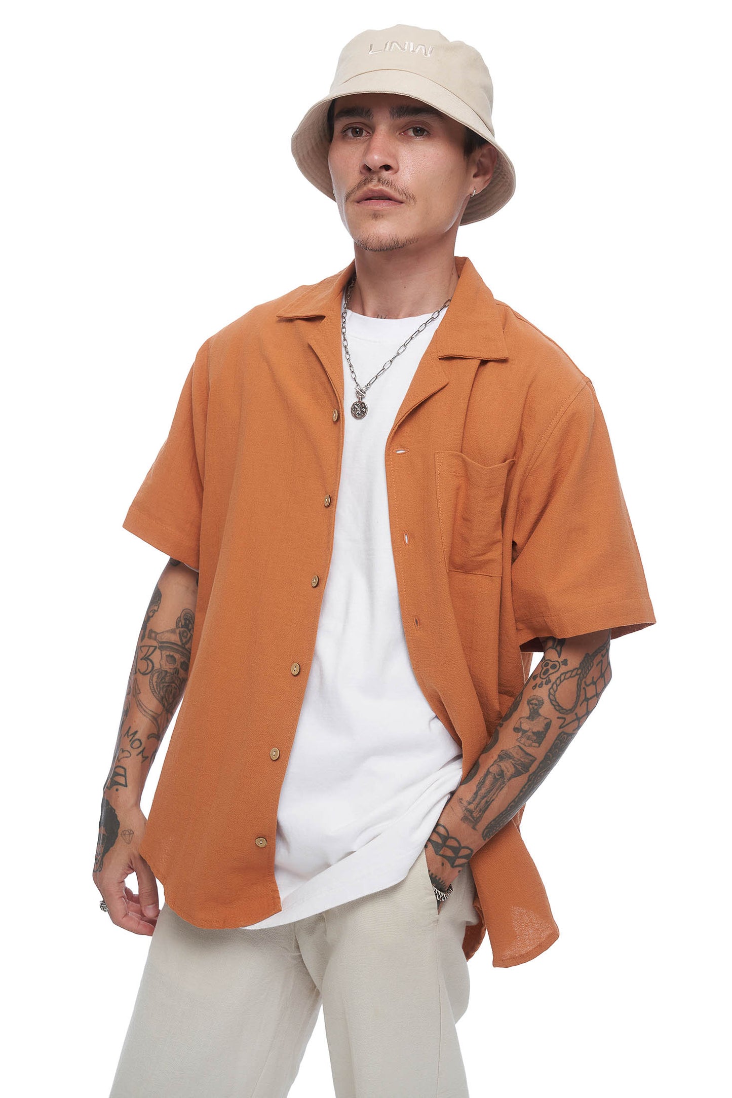 Lost In Nowhere Button Up / Linen Seaside Linen - Rusty Brown SS Seaside Linen - Rusty Brown SS