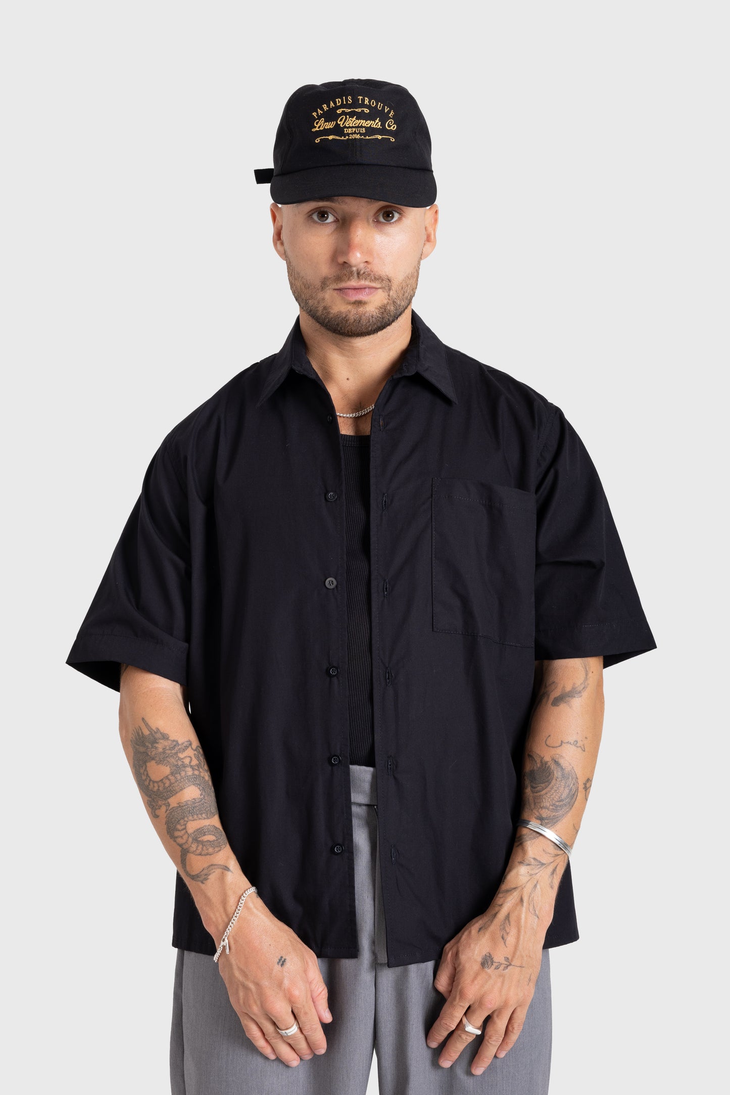 Lost In Nowhere Button Up Mayfair Shirt-  Black SS Mayfair Shirt-  Black SS