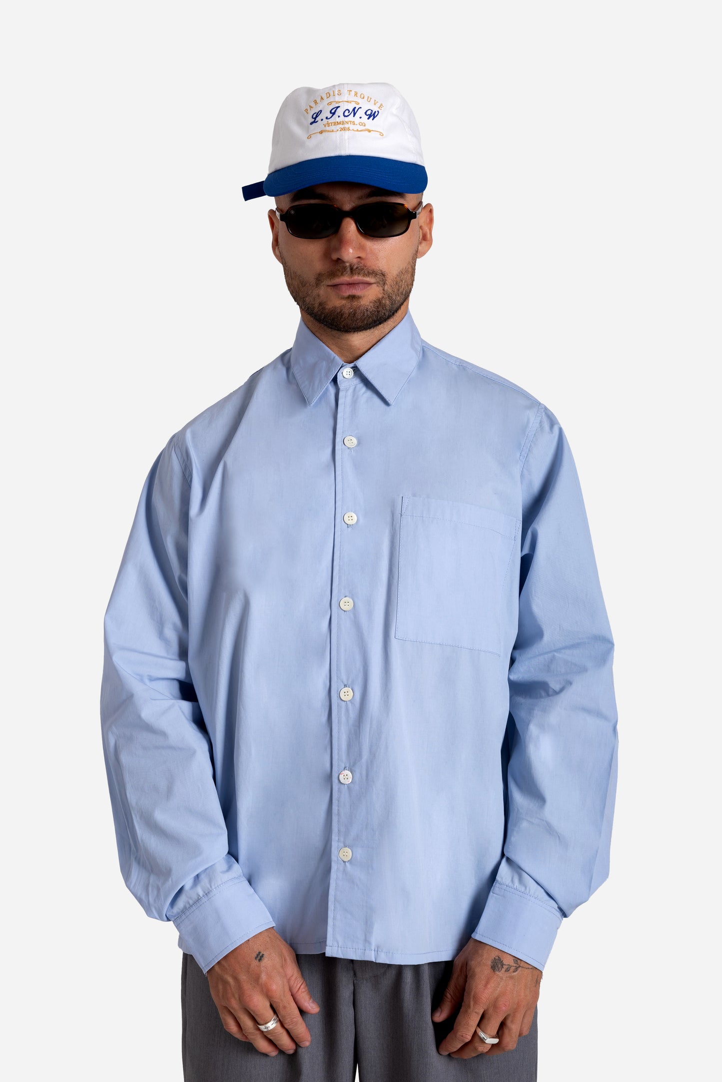 Lost In Nowhere Button Up Mayfair Shirt-  Light Blue LS Mayfair Shirt-  Light Blue LS