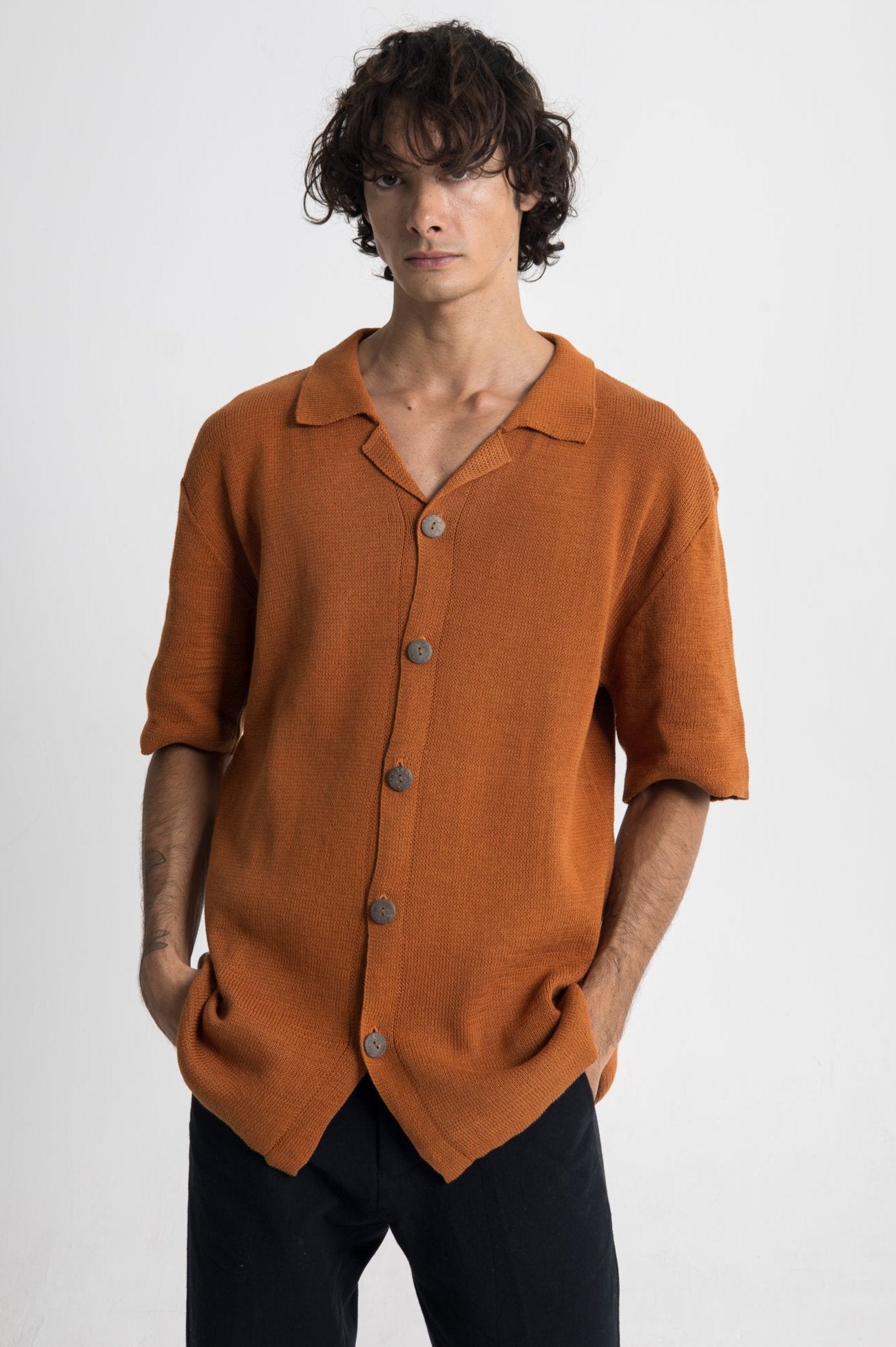 Lost In Nowhere Knit Shirt Russell Knit SS - Rusty Brown Russell Knit SS - Rusty Brown