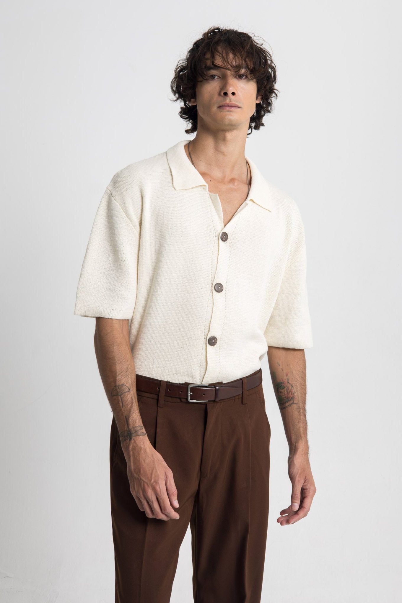 Lost In Nowhere Knit Shirt Russell Knit SS - White Russell Knit SS - White