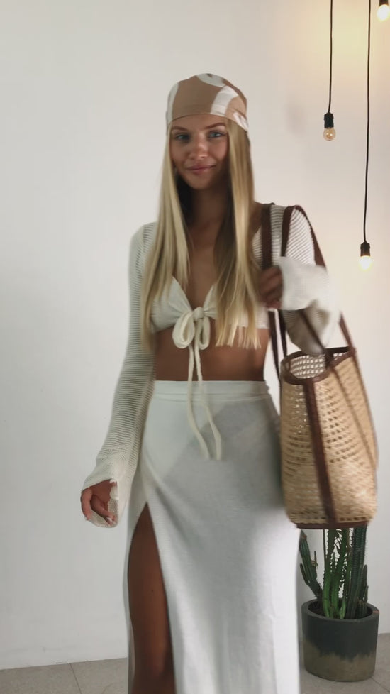 Load and play video in Gallery viewer, Luna Knitted Maxi Wrap Skirt - Off White
