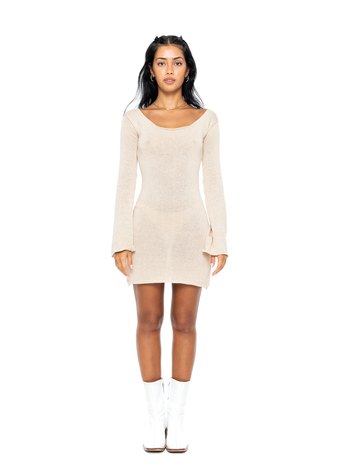 Eva Knitted Mini Dress - Brown