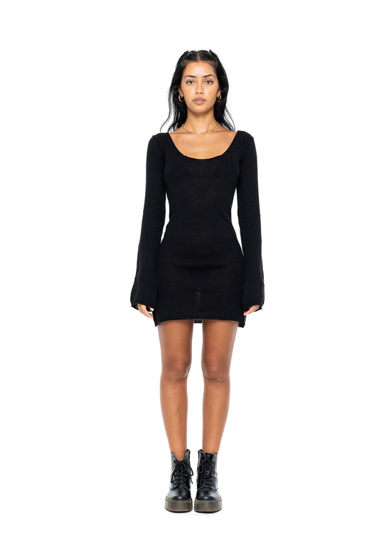 Eva Knitted Mini Dress - Black