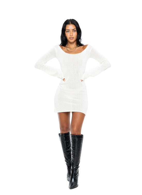 Eva Knitted Mini Dress - White