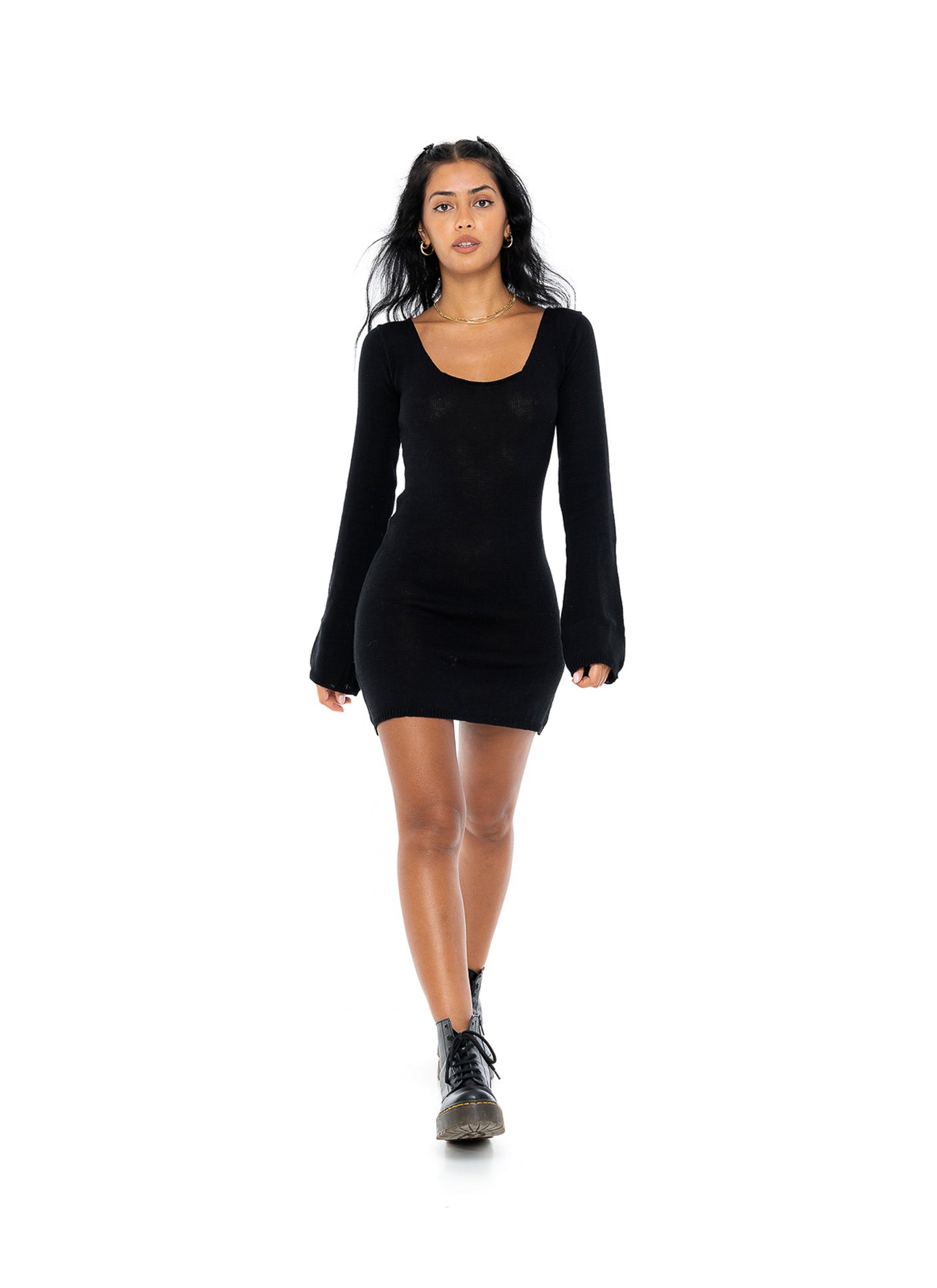 Load image into Gallery viewer, Eva Knitted Mini Dress - Black
