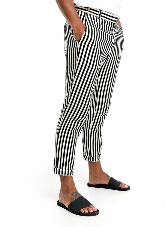 Waiheke Linen Pant - Black Stripe