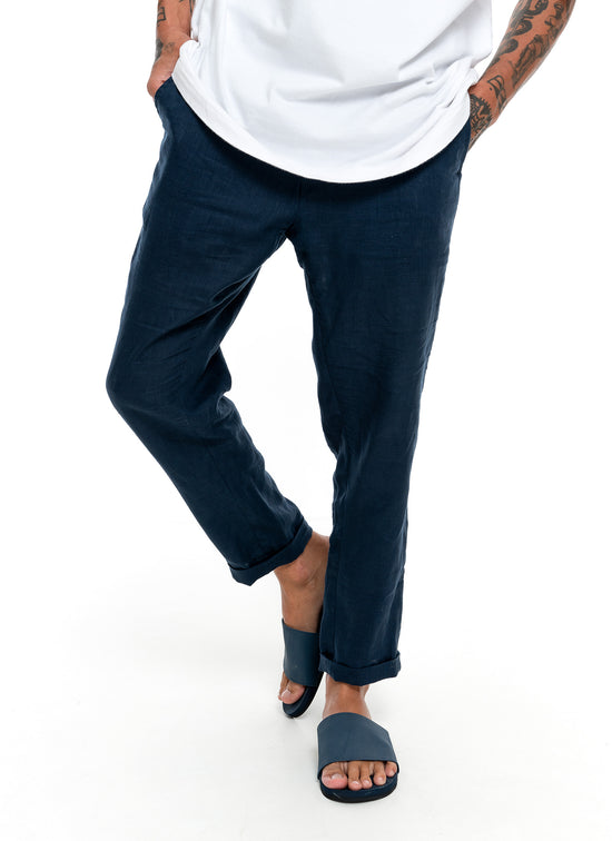 Load image into Gallery viewer, Waiheke Linen Pant - Navy

