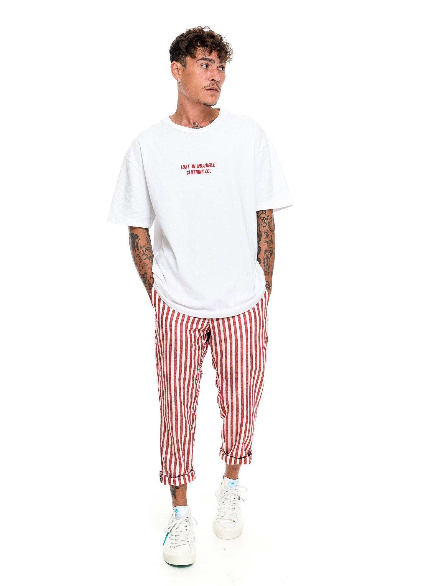 Waiheke Linen Pant - Red Stripe