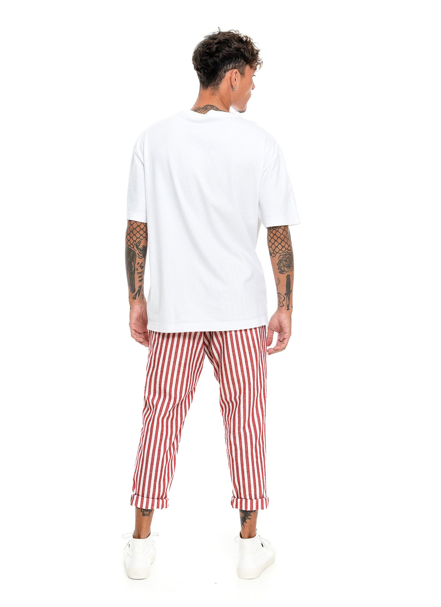 Waiheke Linen Pant - Red Stripe