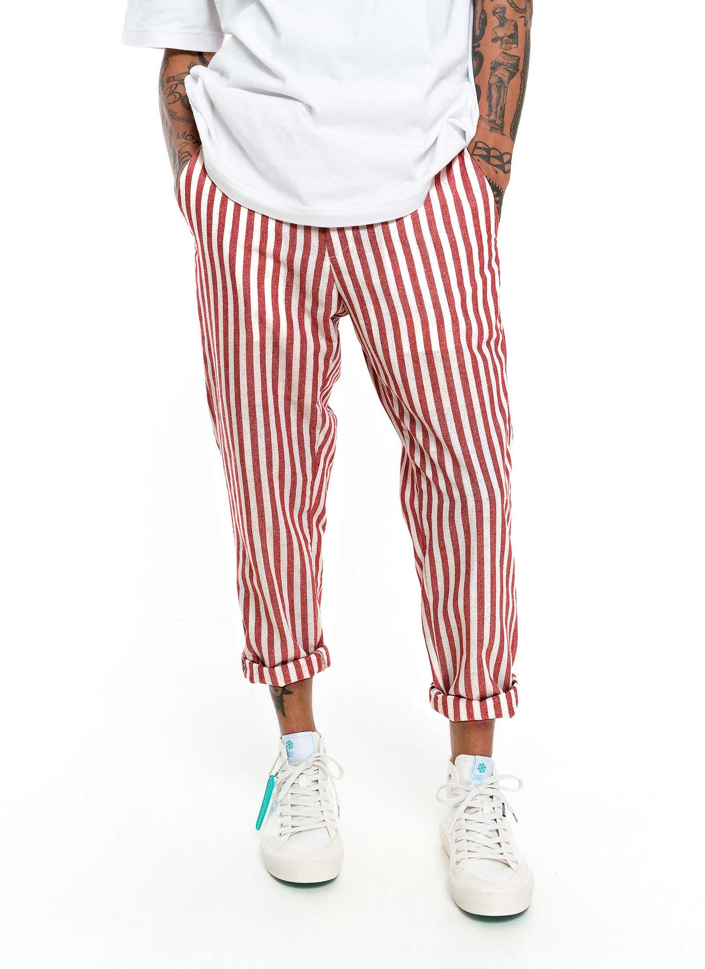 Waiheke Linen Pant - Red Stripe