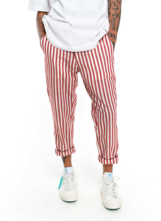 Load image into Gallery viewer, Waiheke Linen Pant - Red Stripe
