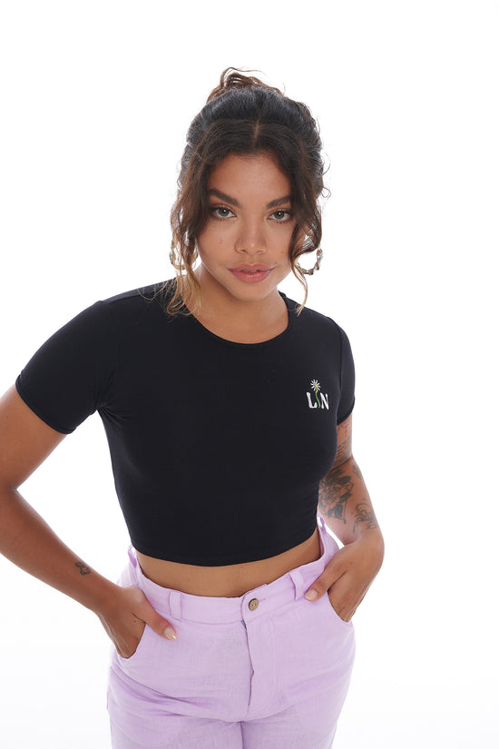 Daisy Open Back Crop - Black