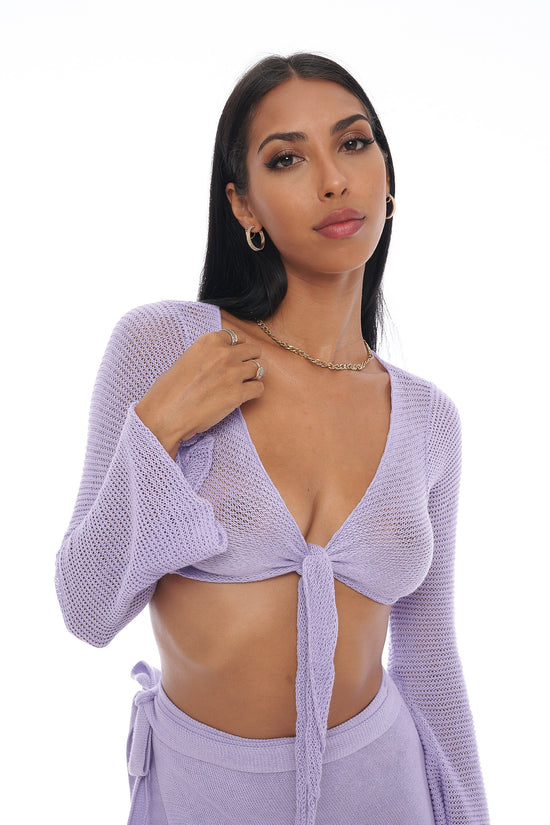 Mia Long Sleeve Knit Crop - Pastel Purple