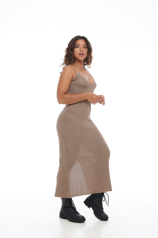 Load image into Gallery viewer, Sam Knitted Maxi Dress - Brown
