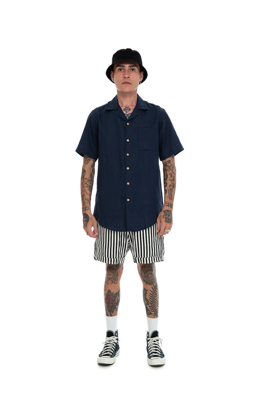 Load image into Gallery viewer, Seaside Linen - Navy SS
