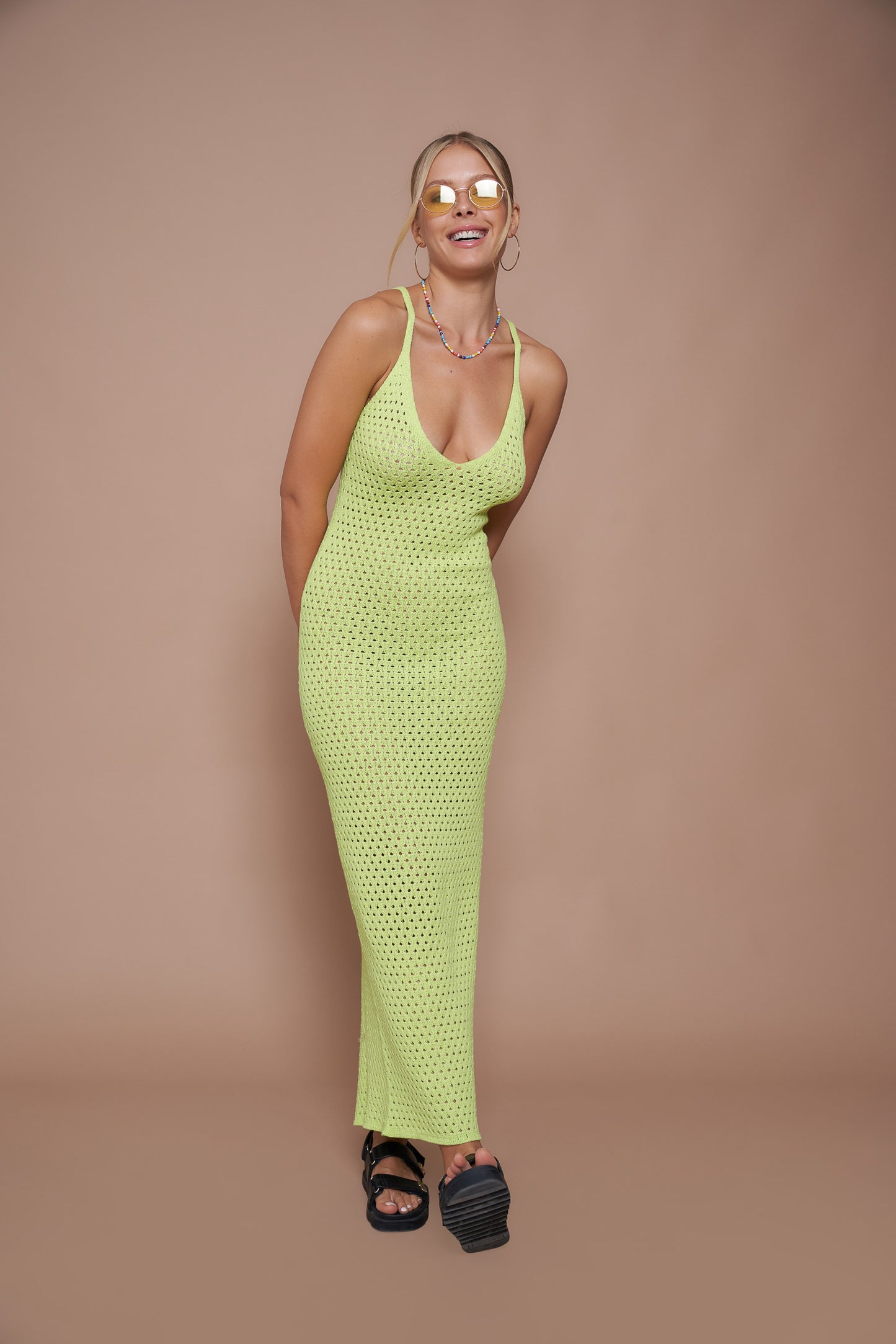 Sam Knitted Maxi Dress - Lime