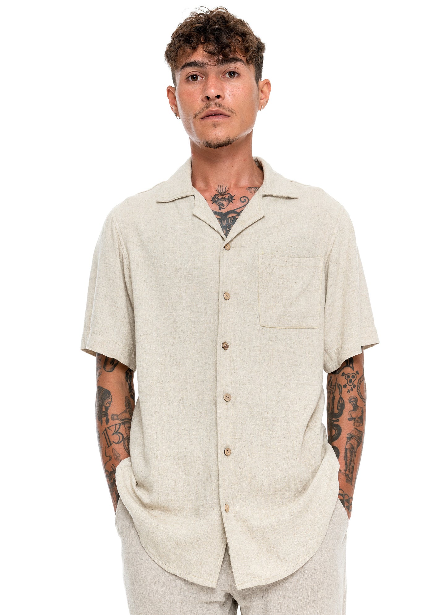 Lost In Nowhere Button Up / Linen Seaside Linen -  Beige SS Seaside Linen -  Beige SS