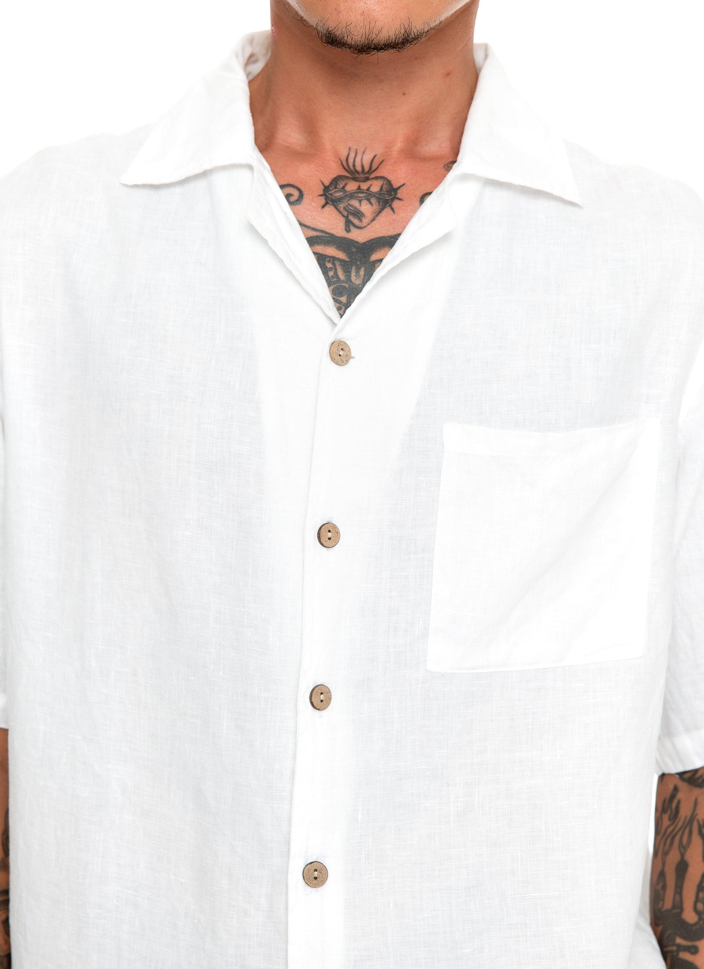 Lost In Nowhere Button Up / Linen Seaside Linen - Nusa White SS Seaside Linen - Nusa White SS