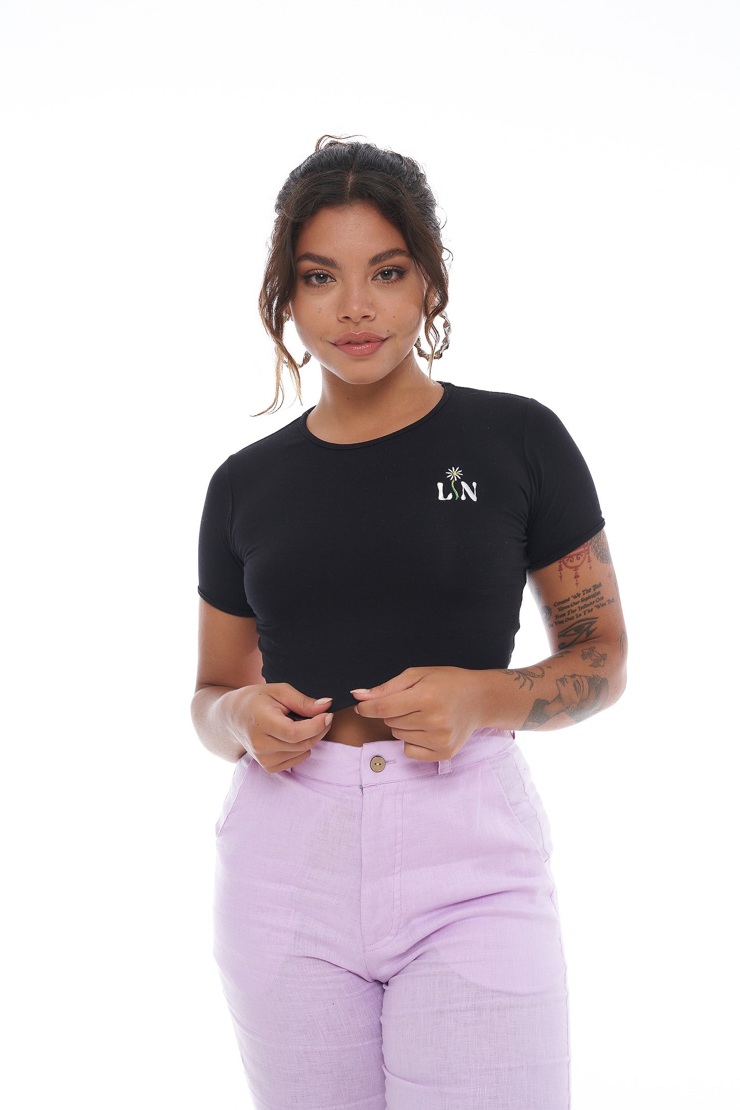 Lost In Nowhere Daisy Open Back Crop - Black Daisy Open Back Crop - Black