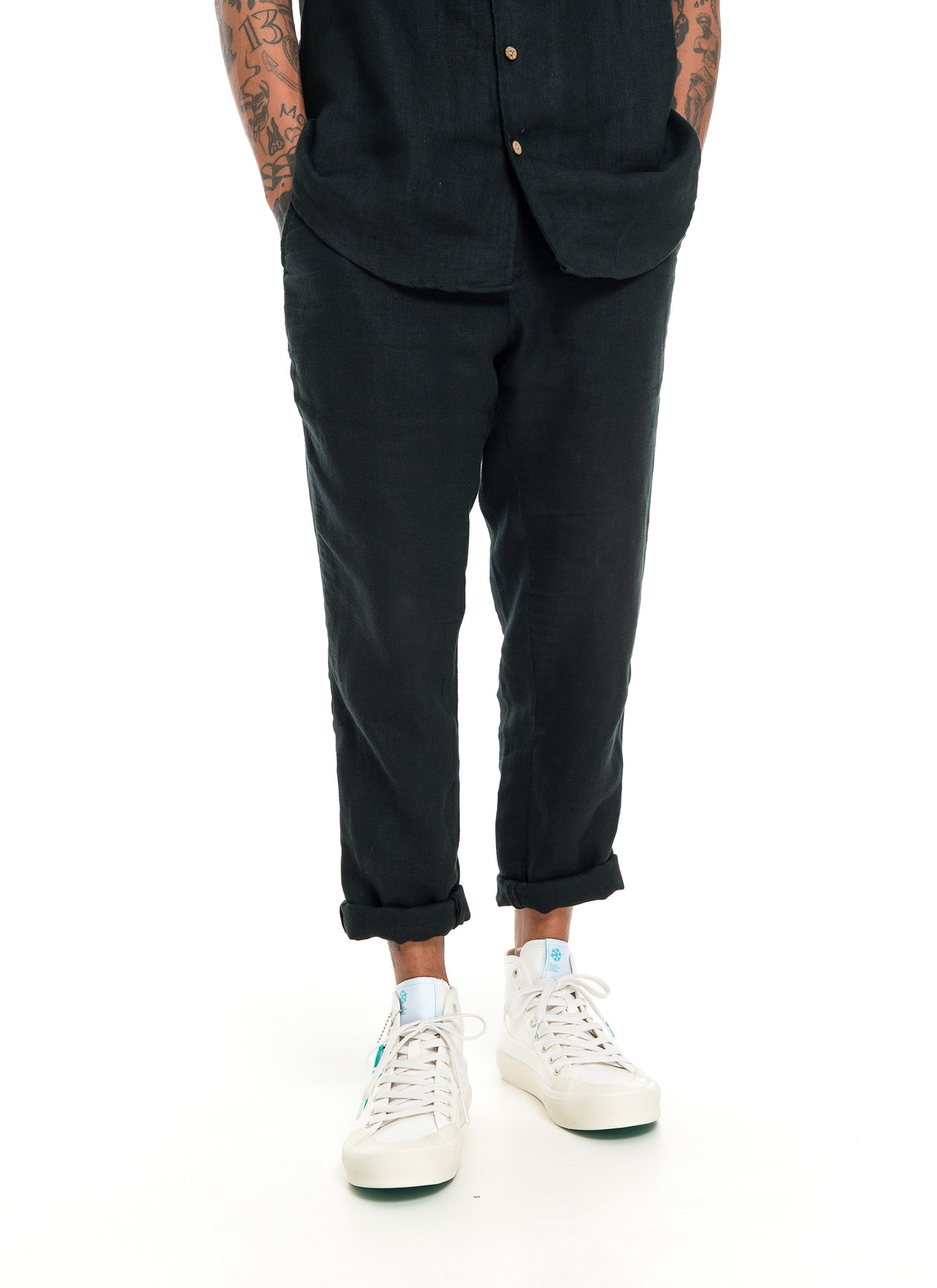 Lost In Nowhere Mens Pant Waiheke Linen Pant - Black Waiheke Linen Pant - Black